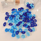 500 PCS Multicolor Cotton Hair Ties, Small Seamless Kids Hair Ties – Soft No-Crease Baby Hair Elastics for Girls, Kids & Toddlers, Gentle Ponytail Holders for Thin & Thick Hair. (Blue)