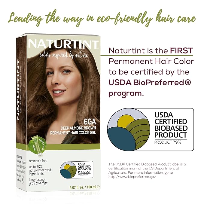 Naturtint 6GA Deep Almond Brown Permanent Hair Color (Pack of 1), Ammonia Free, Vegan, Cruelty Free, up to 100% Gray Coverage, Long Lasting Results (Packaging may vary)