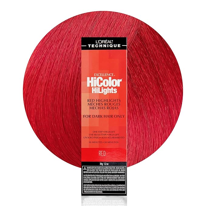 L'OREAL TECHNIQUE HiColor Blonde HiLights Permanent Hair Color For Dark Hair - Intense Blonde Highlights, No Pre-Lightening Required, No-Drip Crème and Color Resists Fading, Red