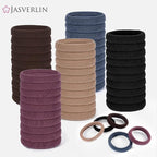 100 Pcs Dark Brown No Damage Hair Ties Cotton Ponytails Holders Seamless Soft Thick Hair Bands, Accessories for Women Girl 1 1/2 inch (Dark Neutral)