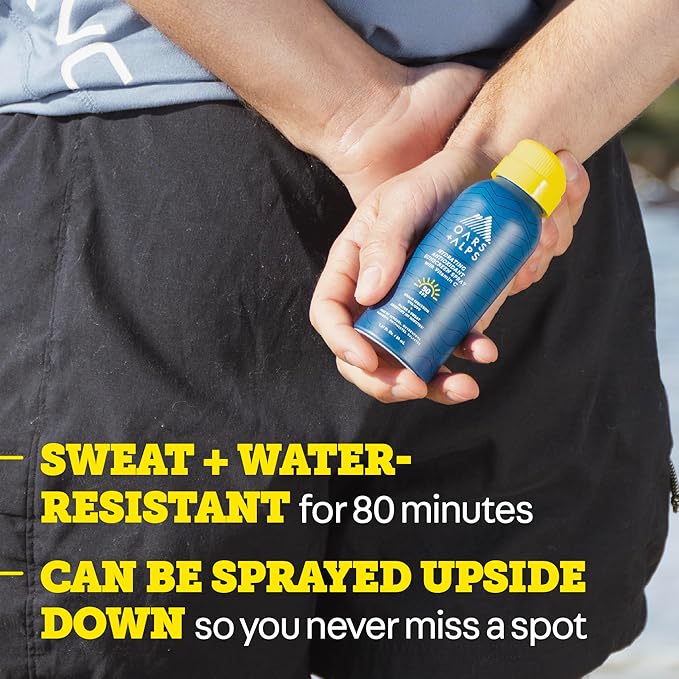 Oars + Alps Sunscreen Spray for Face & Body Spray Sunscreen Infused with Vitamin C & Antioxidants, No White Residue, Water & Sweat Resistant, All Skin Types, Lightweight, Hydrating, SPF 50, 1.87 Oz