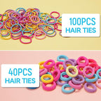 TsMADDTs Elastic Hair Ties, Colorful Hair Accessories for Baby Toddlers Kids Girls, 26 Colors Small Rubber Bands Set with Ties and Clips, Styling Tools