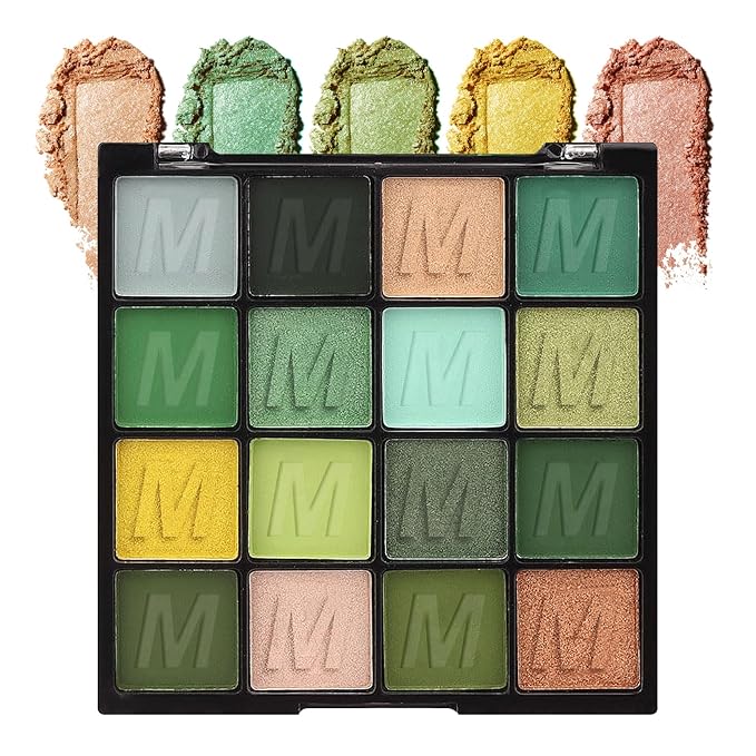 Green Eyeshadow Palette Makeup,16 Colors Highly Pigmented Long Lasting Waterproof Glitter Eye Shadow Plattet,Blendable Forest Green Yellow Colorful Matte Eyeshadow Makeup Palette for Women