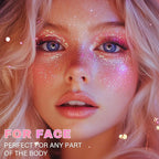 Roll-on Face Body Glitter Gel for Women and Kids, 50ml Large Capacity Holographic Chameleon Color Changing Glitter Gel Shimmer Makeup for Singer Concert Festival Rave Accessories, Holographic Pink