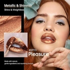 Brown Lipsticks for Women Metallic Lipstick Long Lasting Non Stick Cup Lip Gloss, Shimmer Lightweight Hydrating Full Coverage Lip Color, DP113 Pleasure