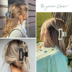 3.5 Inch Square Hair Clips for Women 6 Pack Hair Claw Clips Medium Claw Clips for Thick Thin Hair Rectangle Banana Jaw Hair Accessories for Women Girls -Basic