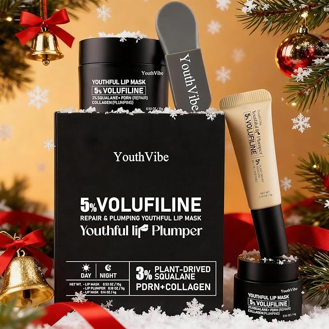 YouthVibe Lip Sleeping Mask Overnight Moisturizing - 5% Volufiline, Squalane, Shea Butter, PDRN & Collagen Hydrating Lip Mask for Dry, Flaky Lips