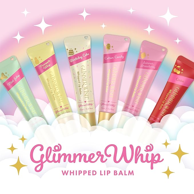 Glimmer Wish Glimmer Whip Hydrating Lip Balm – Moisturizing Lip Care with Organic Oils & Butters – Vegan Lip Moisturizer (Cerise)