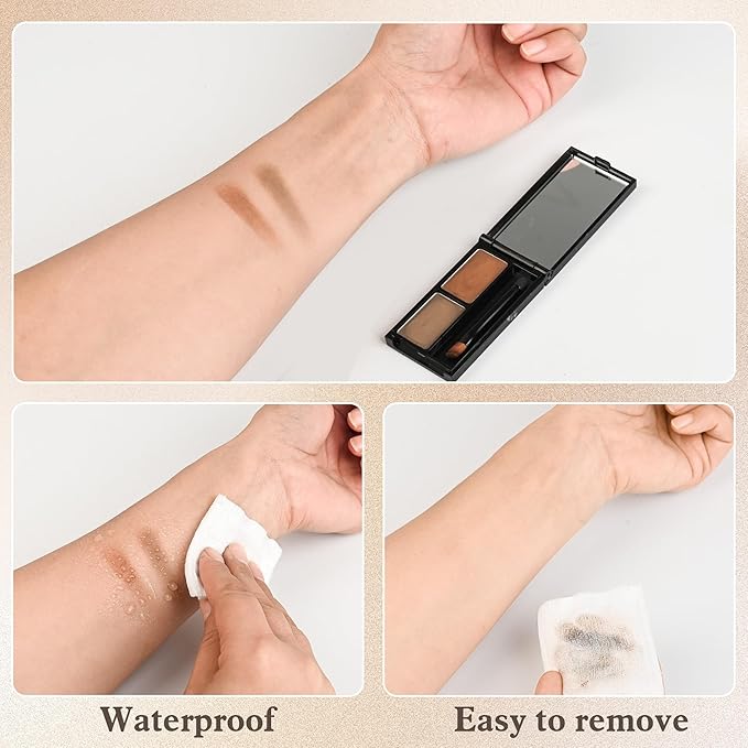 Dark Brown Eyebrow Powder，Eyebrow Kit Makeup Palette，Two Colors Matte Eye Brow Powder With Mirror&Brow Brush for Women，LongLasting，Waterproof，Fill & Sculpt，Defined Natural Brows 03