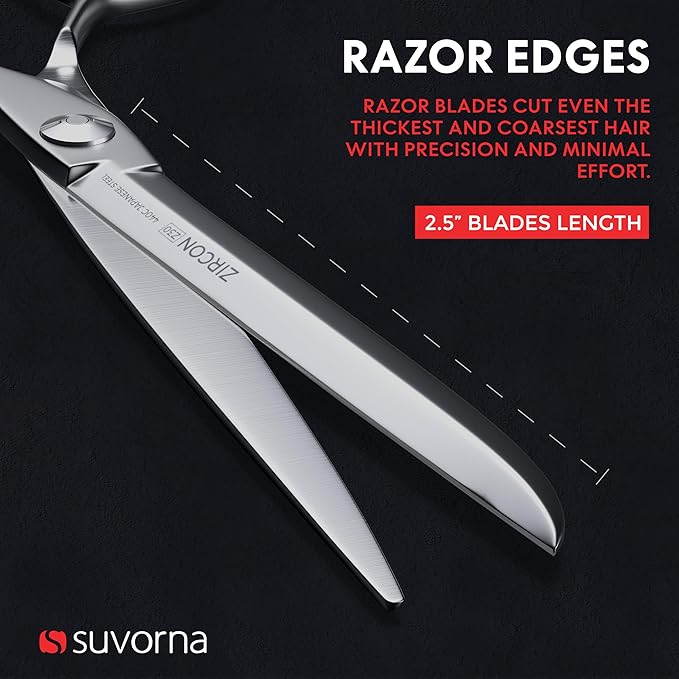 Suvorna Professional Hair Cutting Scissors - 6.5" Barber Shears for Hair Cutting - Japanese Stainless Steel Haircut Scissors for Barbers and Hairdressers - Razor Edge Hair Shears for Women and Men