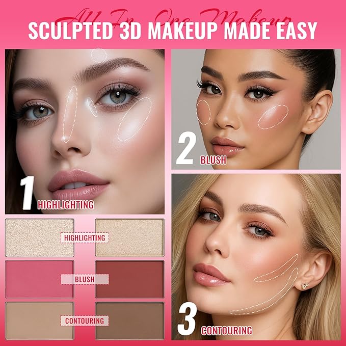 UCANBE Eyeshadow Palette with 15Pcs Brushes Makeup Set, Pigmented 86 Colots Make Up Pallet Gift Sets, Matte Shimmer Metallic Eye Shadow Highlighter Contour Blush Powder Christmas Valebtines Beauty Kit