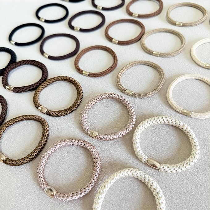 Hair Ties for Thick Hair,25PCS No Damage, Braided Elastics Hair Bands Ponytail Holders for Women