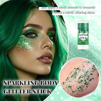 DAGEDA Green Body Glitter Stick,St Patricks Day Accessories,Sparkly Green Face Glitter Makeup,Holographic Hair Glitters St Patricks Day Costumes for Women, Shimmer Face Paint Stick for Carnival Party