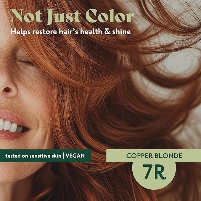Herbatint Permanent Hair Dye For Women - 7R Copper Blonde - For Up To 100% Gray Coverage of Resistant Gray Hair - Ammonia-Free, Alcohol-Free & Vegan - Salon Influenced Hair Color 5.75 fl oz