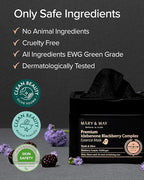 Mary&May Premium Idebenone Blackberry Complex Essence Mask - Quick Dispenser Type Anti Aging Korean Face Mask Sheet - Vitamin C, Panthenol, and Ceramide for Moisturizing and Radiant Skin, 20 Sheets