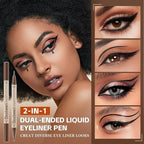 Boobeen 2pcs Liquid Eyeliner，Dual-Ended Eye Liner with Thick Tip and Precise Brush Tip，Waterproof Black Liquid Liner Pen，Matte Finish，All Day Wear，Smudge-proof,Brown