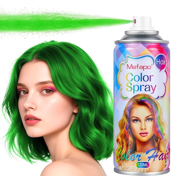 Green Hair Spray, Temporary Hair Color Spray for Kids Women Men,Washable Temporary Hair Color Wax Dye, Hair Coloring Natural Hair Strong Style Gel Cream for Party,Halloween,Cosplay(Green 4.06oz)