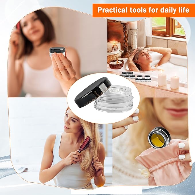 200 Pcs Small Sample Containers with Lids Empty Plastic Makeup Travel Containers Mini Sample Pot Jars Round Cosmetic Jars for Liquid Lotions Powder Creams (3g, 5g)