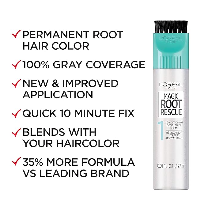 L’Oréal Paris Magic Root Permanent Hair Color, 10 Minute Hair Dye Kit to Rescue Roots with 100% Gray Hair Coverage, 7 Dark Blonde, 2 Pack (Packaging May Vary)