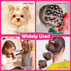 28 Colored Rubber Bands for Hair, 1500 Pcs Small Girls Elastic Ties With 6 Styling Tools - Colorful Accessories for Baby Toddlers Kids