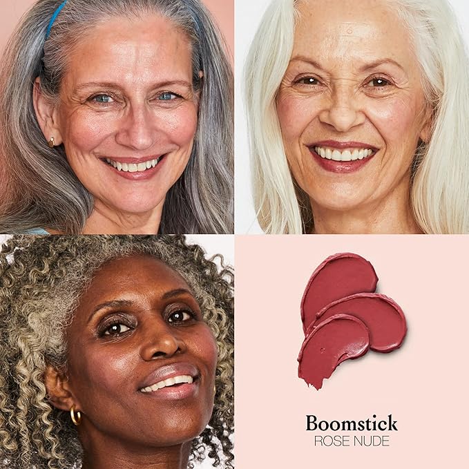 Boomstick Rose Nude ® All-in-One Cream Blush for Cheeks, Eyes & Lips, Long-Wearing, Blendable Makeup Blush Stick for Mature Skin, Cruelty-Free Lip Cheek Tint with Skincare Benefits