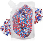 MEICOLY Red White and Blue Face Body Glitter,Sparkle Patriotic Pride Chunky Hair Glitter for Kids Women,4th of July Accessories Outfits for Women