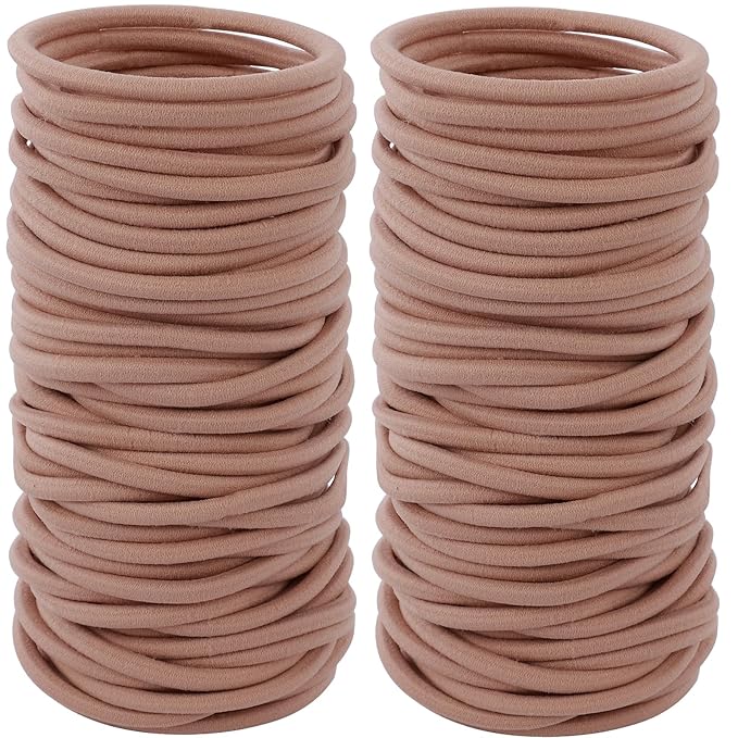 100PCS Hair Tie, 4MM Elastic Hair Ties No Damage Ponytail Holder for Women, Men and Girls (4mm Beige Blonde)