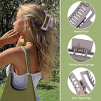 Square Hair Clips 3.5 Inch Medium Claw Clips Rectangle Hair Claw Clips 6 Pack Rubber Paint Jaw Non-Slip Thick Hair Accessories for Women Girls -Chocolate