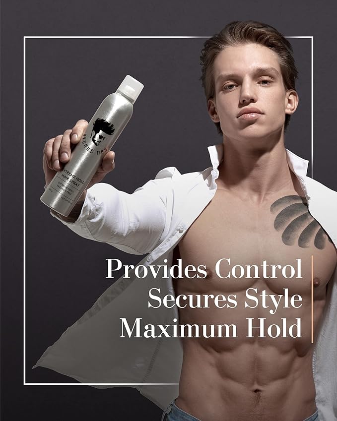 Avenue Man Extreme Hold Hairspray, 9.0 oz - Paraben-Free Hair Spray for Men with Natural Extracts - Hair Products For Men - Extra Firm Hold Hair Spray, Made in Portugal