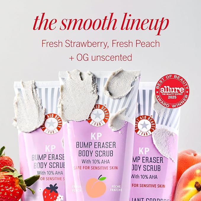 First Aid Beauty - KP Bump Eraser Body Scrub with 10% AHA, Keratosis Pilaris Skin Exfoliater with Glycolic and Lactic acids, Helps Reduce Chicken Skin Bumps, Safe for Sensitive Skin, 4 oz