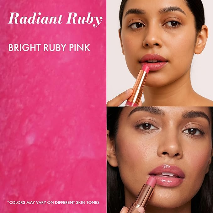 Lushlips Tinted Lip Balm with 10% Squalane, Jojoba Oil and Vitamin E – Hydrating, Moisturizing – Natural skincare balm with Ceramides, Hyaluronic Acid & Licorice Extract 003 Radiant Ruby