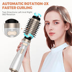 3 in 1 Rotating Hair Dryer Brush, Auto Rotating Blow Dryer Brush Spinning with 2 Brushes (2" & 1.5"), Negative Ionic Brush Blow Dryer, Round Brush Blow Dryer Volumize Curling 100-120V