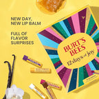 Burt's Bees 12 Days of Joy Lip Balm Advent Calendar Gift Set, Flavored Lip Balm Pack Great for Office Holiday Gifts, Tint-Free, Natural Origin Lip Care, 12 Tubes, 0.15 oz.