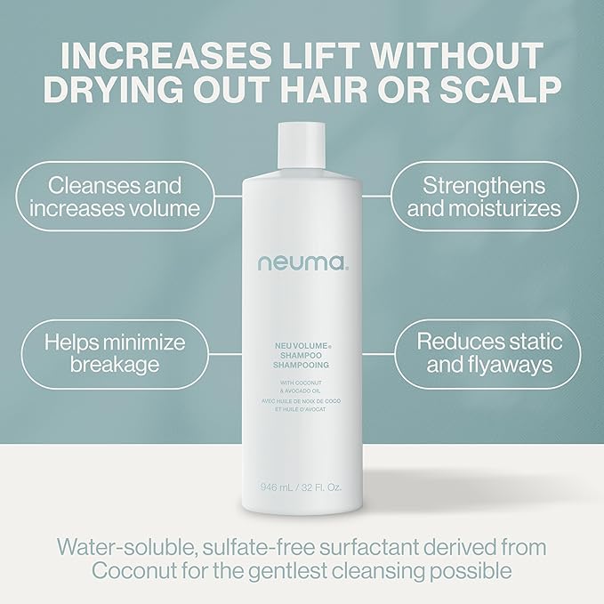 Neuma Neu Volume Shampoo 32 Fl. Oz. Fennel, Ylang Ylang, Patchouli, and Vanilla Scent, Sulfate Free Shampoo
