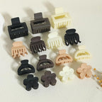 16Pcs Medium Claw Hair Clips for Women Girls,Matte Rectangle Double Row Teeth Flower Semicircle Small Claw Clips for Thin/Medium Thick Hair, Jaw Clips Nonslip Clips (Beige,Khaki,Brown,Black)