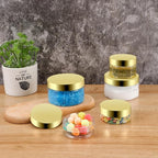 24 Pack 8 Oz Plastic Containers with Gold Lids, Clear Empty BPA Free and Refillable Cosmetic Jars Travel Containers for Creams, Lotion, Bath Salts, Sugar Scrub, Slime, Lip Scrub, Makeup