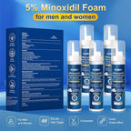 5% minoxidil foam for men-5pack， Infused with Biotin, Hair Growth Treatment, Supports Thicker and Fuller Hair & Beard (10.5oz, 5 Month Supply)