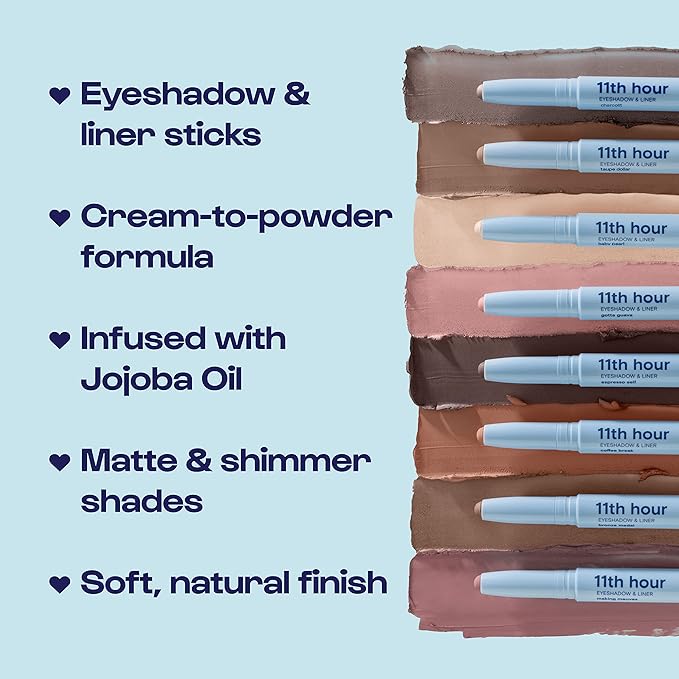 ALLEYOOP 11th Hour Cream Eyeshadow Sticks Bundle - Charcolit (Shimmer) & Baby Pearl (Shimmer) - Waterproof, Smudge-Proof, Crease-Proof Eyeshadow for Over 11 Hours