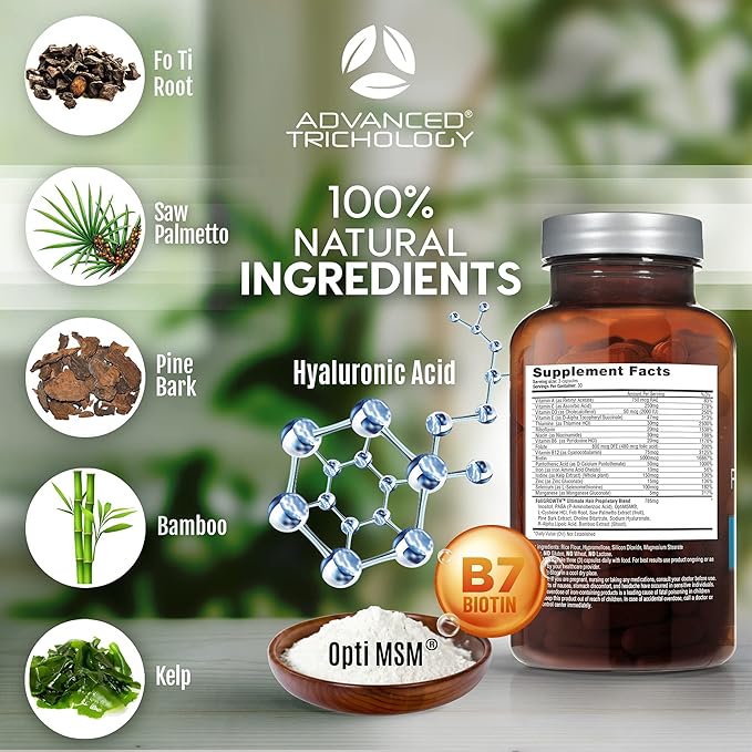 Advanced Trichology FoliGROWTH™ Hair Growth Supplement for Thicker Fuller Hair | Approved* by the American Hair Loss Association | Revitalize Thinning Hair - 90 Count (Pack of 1)