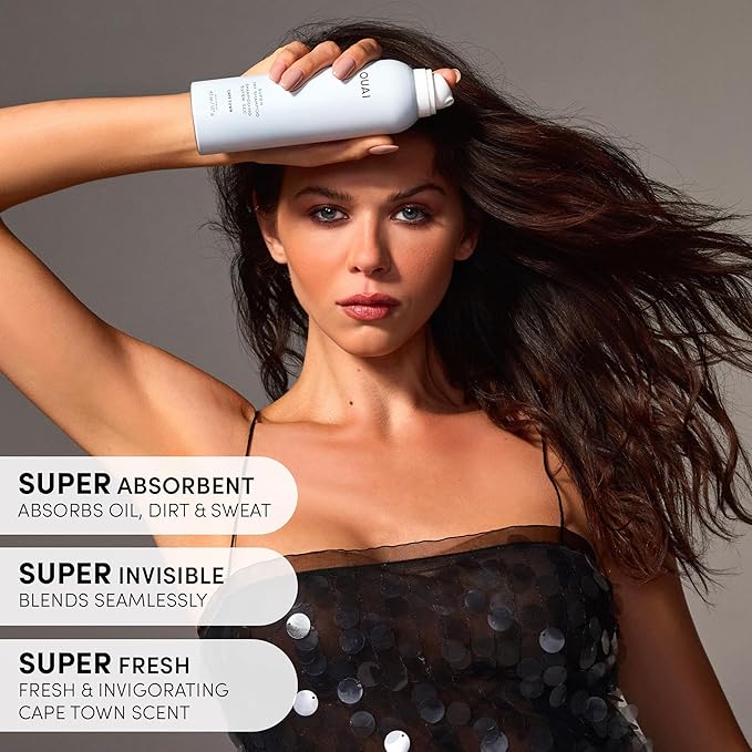 OUAI Super Travel Size Dry Shampoo - Volumizing Dry Shampoo - Absorbs Oil, Dirt & Sweat - Blends Seamlessly into Hair with Zero Residue & Enriched with a Long-Lasting Scent - Cape Town (2 oz)