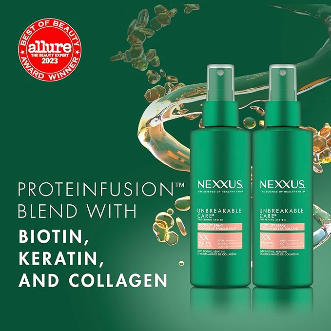 Nexxus Root Lift Thickening Spray Unbreakable Care with ProteinFusion Blend of Biotin, Keratin & Collagen Amino Acids, 6 oz