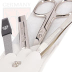3 Swords Germany - brand quality 3 piece manicure pedicure grooming kit set for professional finger & toe nail care scissors tool genuine leather case in gift box, Made in Solingen Germany (02655)