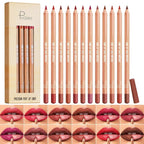 12 Colors Lip Liner Set, Matte Finish Series Lip Liners Pen Kit for Women, Long Lasting Waterproof Smooth High Pigmented Lip Pencil for Daily Makeup (Set A)