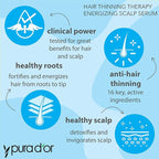 PURA D'OR Hair Thinning Therapy Energizing Scalp Serum 4oz w/Copper Tripeptide, Biotin, Caffeine, Plant Stem Cell, Catalase & DHT Balance, Rosemary Green Tea Leaf Extract, All Hair Types, Men Women