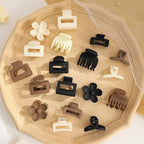 18Pcs Medium Hair Clips for Women Girls - Matte Love, Triangle, Ribbon and Semicircle Styles for Thin/Thick Hair, Cute Nonslip Accessories (White, Brown, Black)