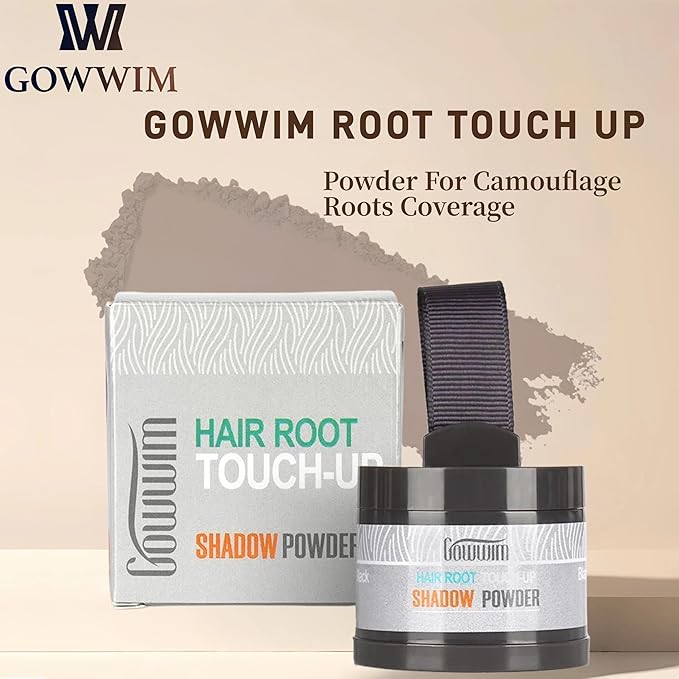 gowwim Root Touch Up, Hair Powder for Instantly Concealing Hair Loss, Receding Hairline & Beard, Eyebrow Powder, 0.14oz/4g