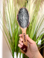 CRISAN Everlasting Hair Brush, Hand Carved Oak Wood and Resin Handle, 3 Interchangeable Bristles - Mixed, Boar, and Nylon (Garnet)