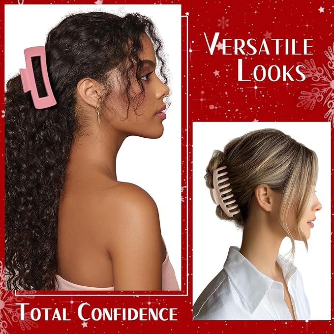 TOCESS 8 Pack Jumbo Hair Claw Clips for Women, Big 4.33 Inch Matte Finish Claw Clips, Durable Non-Slip Rectangle Claw Set for All Girls Hair Types like Thick, Thin, Wavy, or Straight Hair