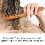Wide Tooth Wooden Comb Handmade - Natural Vintage Style Wide Tooth Comb for Curls Gentle Styling - Anti-Static Wood Hair Combs For Women Detangling (Extra Wide Tooth)