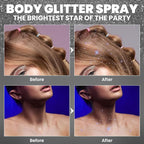 Glitter Spray for Hair and Body, Silver Body Glitter Spray, Quick-Drying and Waterproof Glitter Hairspray, Nozzles are not Easily clogged, Long-Lasting for Stage Makeup, 3.38 oz